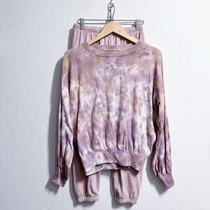 Spiritual Gangster Sweater Jogger Set XS Small Mauve Pink Pants Cotton Blend